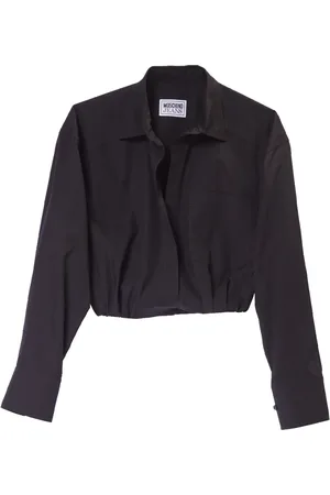 Moschino Femme, Blouses et Chemises, Noir, Taille: 38 FR Chemise Noire Cropped avec Fermeture à Crochet