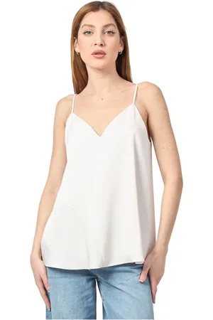 Armani Exchange Femme, Tops, Blanc, Taille: 38 FR Haut Blanc Mat Satiné