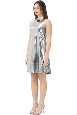 Diesel Femme, Robes, Gris, Taille: 42 FR Robe courte métallique inspirée de l