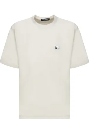 Dolce & Gabbana Homme, Tops, Blanc, Taille: S T-shirt Blanc Col Rond Manches Courtes