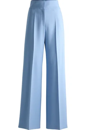 HUGO BOSS Femme, Pantalons, Bleu, Taille: 42 FR Pantalon Droit Élastique à Taille Haute
