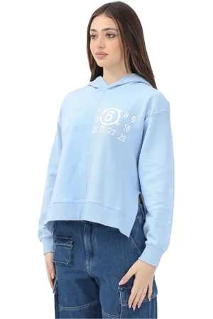 Maison Margiela Femme, Sweatshirts et sweats à capuche, Bleu, Taille: 36 FR Sweat à Capuche Bleu Stamp Numbers