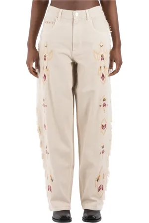 Isabel Marant Femme, Jeans, , Taille: 40 FR Pantalon Écru Coton Chanvre