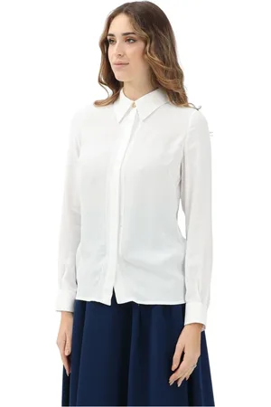 Elisabetta Franchi Femme, Blouses et Chemises, Blanc, Taille: 40 FR Chemise blanche à manches longues Georgette