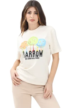 BARROW Femme, Tops, Blanc, Taille: 40 FR T-shirt avec des visages souriants