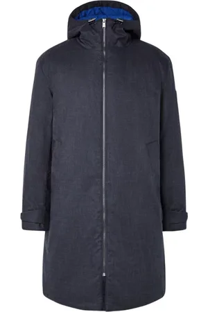 HUGO BOSS Homme, Manteaux, Bleu, Taille: L Manteau long bleu homme fullzip capuche