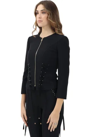 Elisabetta Franchi Femme, Vestes, Noir, Taille: 42 FR Veste noire avec lacets croisés