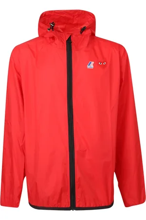 Comme des Garçons Homme, Vestes, Rouge, Taille: L Veste à Capuche Rouge à Fermeture Éclair Ss24