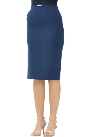 Elisabetta Franchi Femme, Jupes, Bleu, Taille: 42 FR Jupe Midi Bleue avec Décoration en Strass