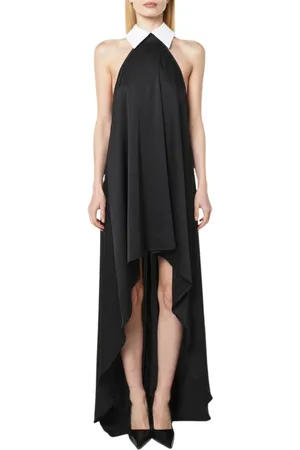 ALBERTO AUDENINO Femme, Robes, Noir, Taille: 38 FR Robe Noire Asymétrique avec Col Blanc