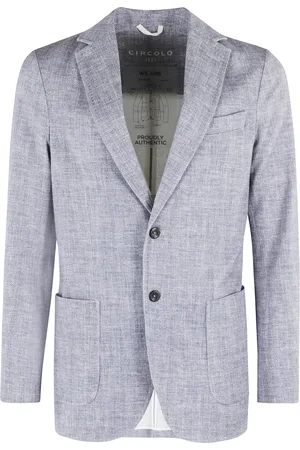 Circolo Homme, Vestes, Bleu, Taille: M Blazer Bleu Effet Lin Jersey