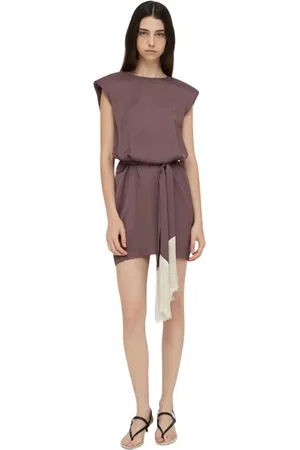 Isabelle Blanche Femme, Robes, Brun, Taille: 42 FR Robe courte avec ceinture à franges
