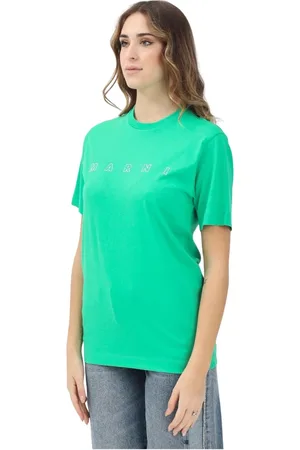 Marni Femme, Tops, Vert, Taille: 40 FR T-shirt vert à col rond et manches courtes