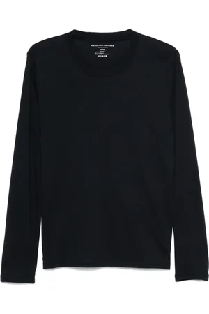 Majestic Homme, Tops, Bleu, Taille: S Bleu Jersey Col Rond Manches Longues