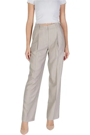 VERO MODA Femme, Pantalons, Gris, Taille: 38 FR Pantalon à Motif Géométrique à Fermeture Éclair