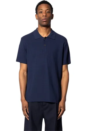 Jacquemus Homme, Tops, Bleu, Taille: S Polo Tricoté Bleu Marine Foncé