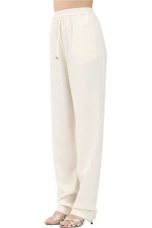Elisabetta Franchi Femme, Pantalons, Jaune, Taille: 42 FR Pantalon casual jacquard blanc