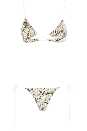 Amazuìn Femme, Maillots de bain, Multicolore, Taille: ONE Size Costume Blanc en Python avec Détail Avant
