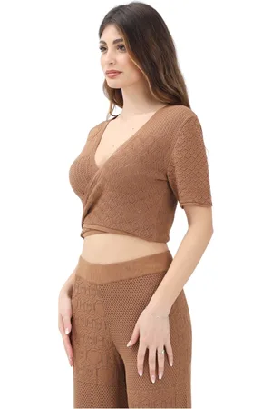 AKEP Femme, Pulls, Brun, Taille: 38 FR Pull en crochet marron