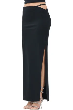 Patrizia Pepe Femme, Jupes, Noir, Taille: 38 FR Jupe longue noire avec détails découpés