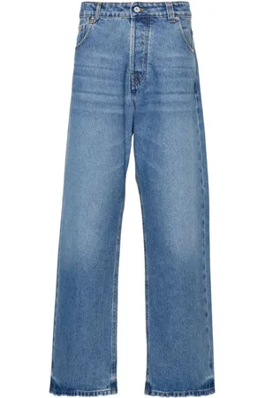 Jacquemus Homme, Jeans, Bleu, Taille: W33 Stonewashed Denim Wide Leg Jeans