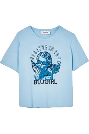 Blugirl Femme, Tops, Bleu, Taille: 34 FR T-shirt en Coton Décontracté pour Homme