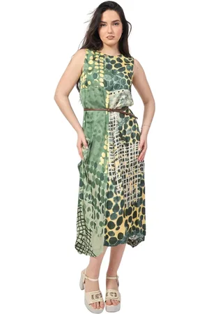 Alessia Santi Femme, Robes, Multicolore, Taille: 36 FR Robe Maxi Asymétrique à Imprimé Léopard