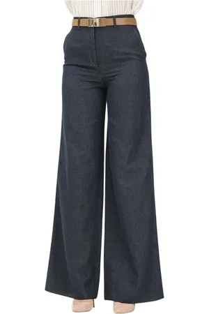 Max Mara Femme, Pantalons, Bleu, Taille: 42 FR Pantalon en Denim Bleu Jambe Droite