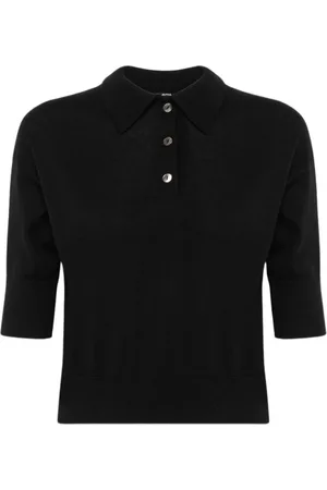 ALPHA STUDIO Femme, Tops, Noir, Taille: 40 FR Polo à manches courtes coupées