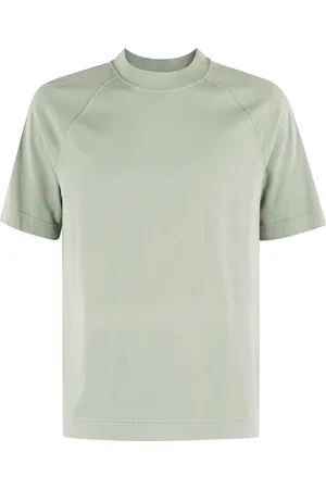 Circolo Homme, Tops, Vert, Taille: L T-shirt Salvia avec Col Rond en Jersey