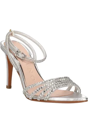 Albano Femme, Chaussures, Gris, Taille: 36 EU Sandale Argent avec Strass