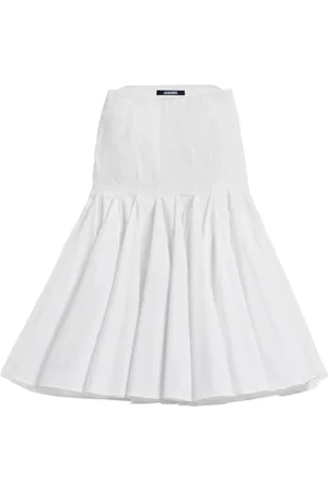 Jacquemus Femme, Jupes, Blanc, Taille: 36 FR Jupe Blanche Plissée avec Poches Fausse