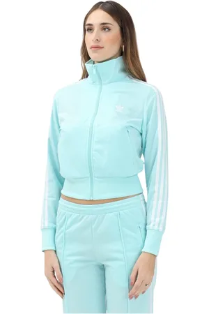 adidas Femme, Sweatshirts et sweats à capuche, Bleu, Taille: 38 FR Sweat à fermeture éclair Firebird Classics Vert Femme
