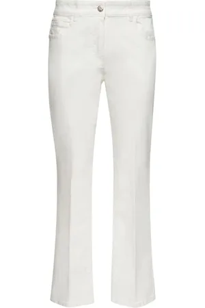 Elena Miro Femme, Pantalons, Blanc, Taille: 44 FR Pantalon évasé en coton avec cinq poches