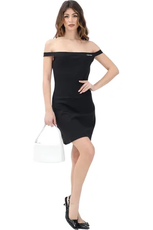 Calvin Klein Femme, Robes, Noir, Taille: 40 FR Robe Courte Noire Style Off-Shoulder