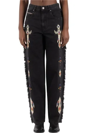 Isabel Marant Femme, Jeans, Noir, Taille: 38 FR Pantalon en Coton Chanvre Gris Foncé