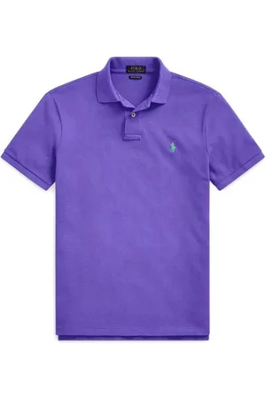 Ralph Lauren Homme, Tops, Violet, Taille: S Chemise Slim Fit à Manches Courtes
