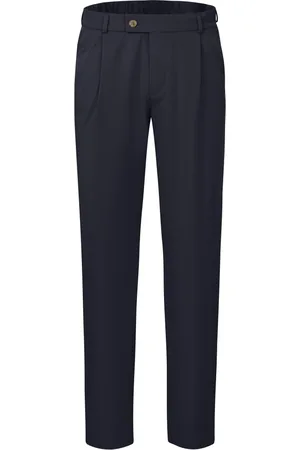 Bugatti Homme, Pantalons, Bleu, Taille: L Pantalon Décontracté avec Plis et Poches