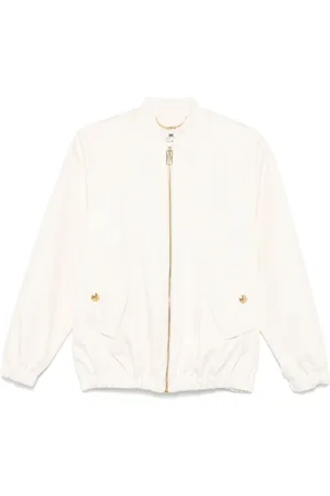Elisabetta Franchi Femme, Vestes, Blanc, Taille: 42 FR Bomber Blanc avec Col Haut