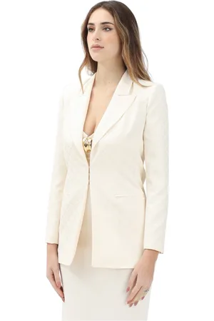 Elisabetta Franchi Femme, Vestes, Jaune, Taille: 42 FR Blazer Jacquard Structuré Printemps Été