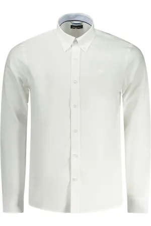 North Sails Homme, Chemises, Blanc, Taille: S Chemise en coton brodée avec poignets contrastants
