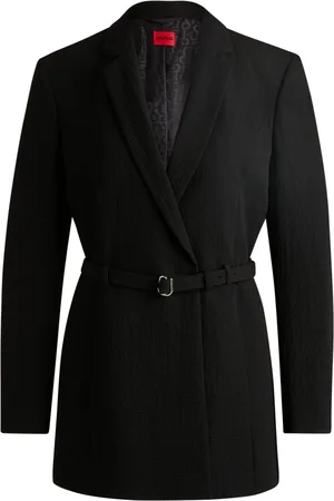 HUGO BOSS Femme, Vestes, Noir, Taille: 40 FR Blazer Moderne avec Fermeture Dissimulée
