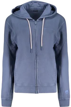 North Sails Femme, Sweatshirts et sweats à capuche, Bleu, Taille: 38 FR Sweat à Capuche en Coton Bleu avec Fermeture Éclair