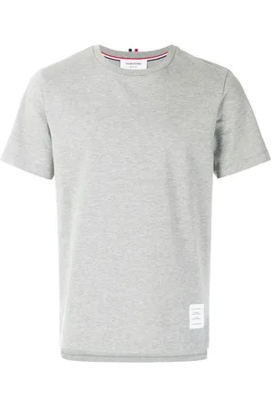 Thom Browne Homme, Tops, Gris, Taille: L Tee Polos Gris Fente Latérale