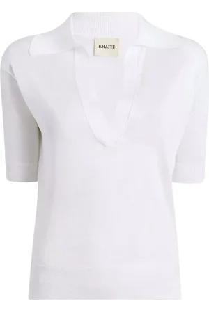 Khaite Femme, Blouses et Chemises, Blanc, Taille: 38 FR T-shirt blanc col en V Julita