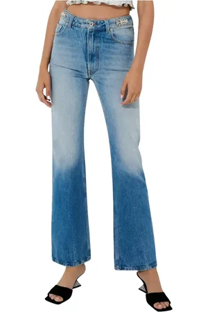 Paco rabanne Femme, Jeans, Bleu, Taille: 40 FR Jean taille haute avec ornements métalliques
