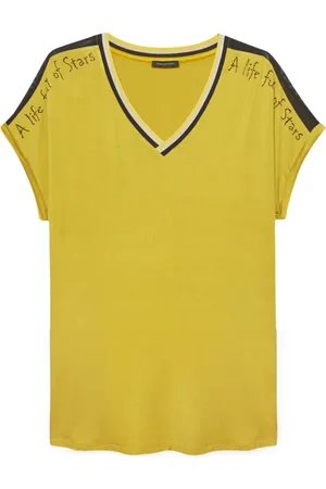 Fiorella rubino Femme, Tops, Jaune, Taille: 38 FR T-shirt avec rayures et applications