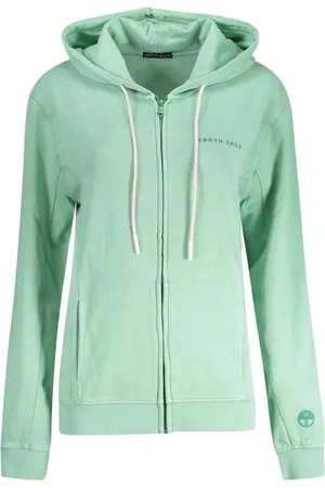 North Sails Femme, Sweatshirts et sweats à capuche, Vert, Taille: 40 FR Sweat à Capuche avec Imprimé et Fermeture Éclair