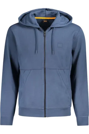 HUGO BOSS Homme, Sweatshirts et sweats à capuche, Bleu, Taille: S Sweat à Capuche Bleu en Coton avec Broderie
