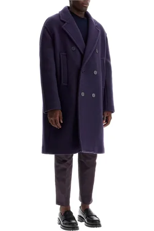 Lanvin Homme, Manteaux, Bleu, Taille: M Manteau classique en laine à double boutonnage
